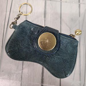 SHIH leather coin purse keychain green
